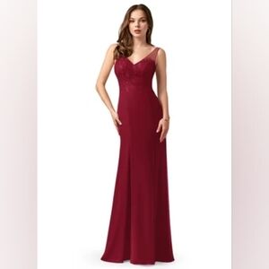 Azazie Frankie Burgundy Gown Size 8
